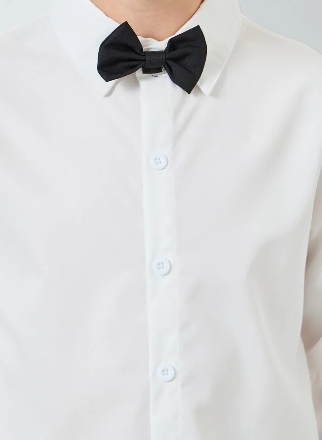 Amirah  Boys White Shirt with Black Trousers and  Waistcoat with Bow Set for Men | Best Price UAE